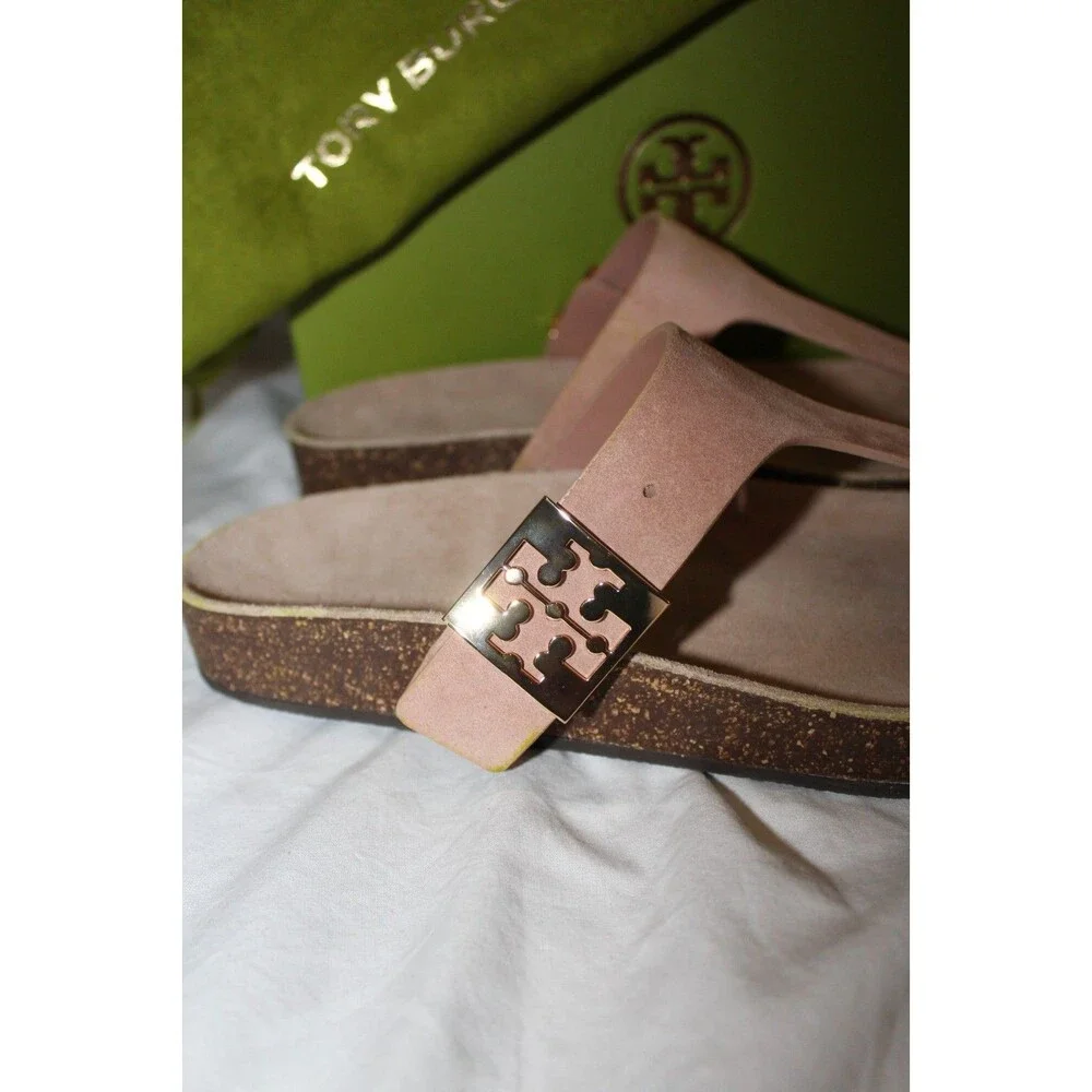 Tory Burch Women's Mellow Buckle Slide Thong Suede Sandals NIB MALVA/AROLA 11